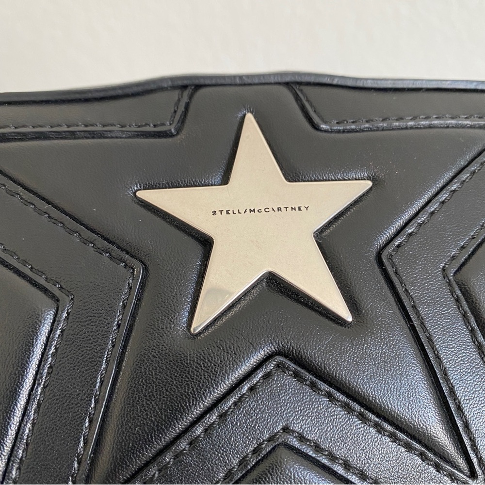 Stella McCartney Black Stella Star Quilted Crossbody Bag with Silver Chain - Picture 3 of 10